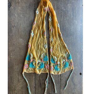 Vintage Hand Made Floral Embroidery Scarf